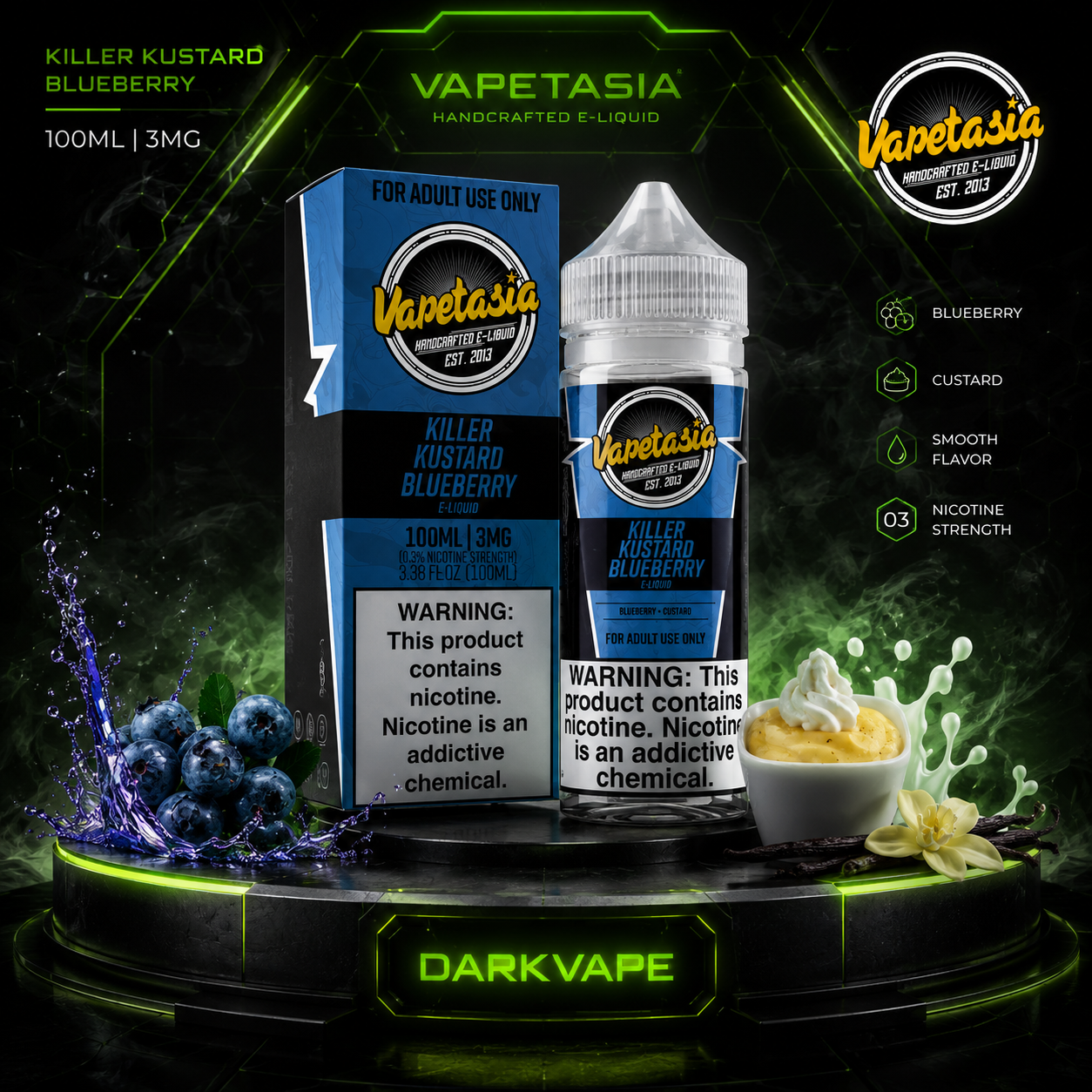 líquido Vapetasia 3mg importado Blueberry