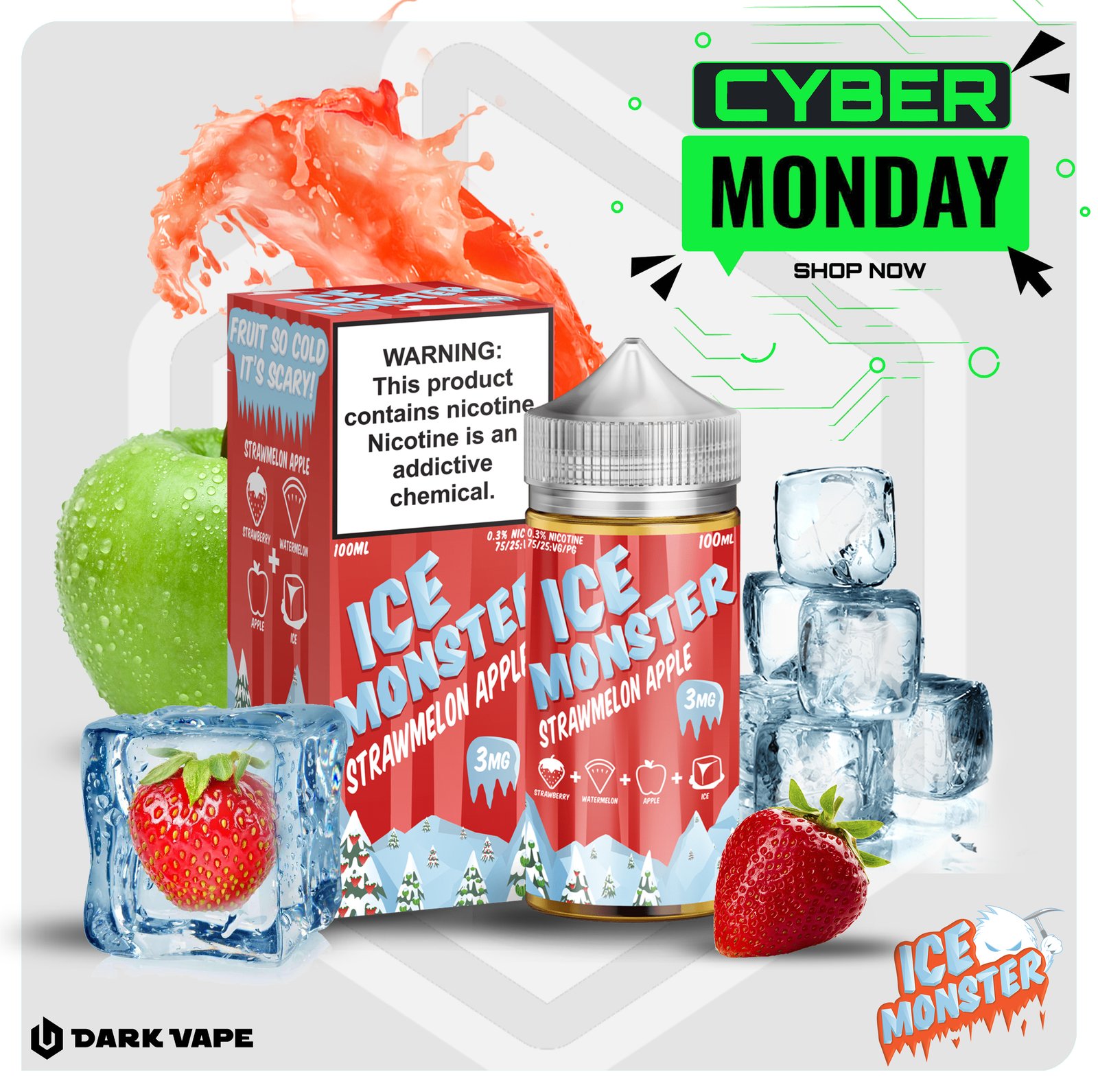 Jam Monster - ICE Strawmelon Apple - 3mg - 100ml