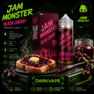 ALT imagen principal: Jam Monster Black Cherry 100ml 3mg líquido freebase sabor cereza negra