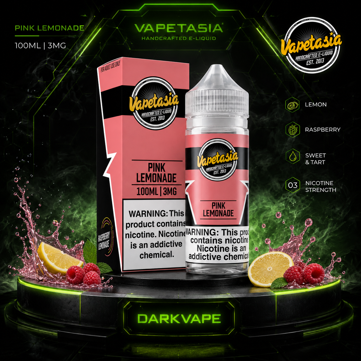 Vapetasia Pink Lemonade 100ml 3mg líquido freebase sabor limonada y frambuesas