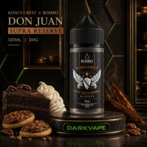 King's Crest Don Juan Supra Reserve 120ml sabor gourmet con chocolate, crema y pecán caramelizada