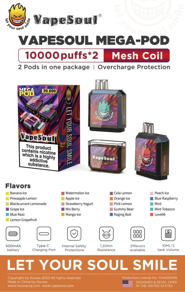 2x1 - VapeSoul - Mega Pod Desechable - 20.000puff - Imagen 11