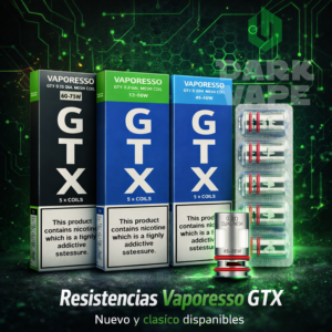 Resistencias Vaporesso GTX originales pack x5 con diseño nuevo y antiguo, coils mesh 0.15 0.2 0.6 0.8 y 1.2 ohm compatibles con dispositivos Vaporesso para mejor sabor y rendimiento
