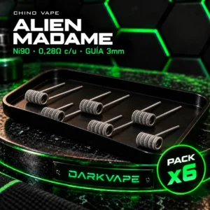 Chino Vape Alien Madame 0,28Ω Ni90 guía 3 mm, pack x6 - DarkVape