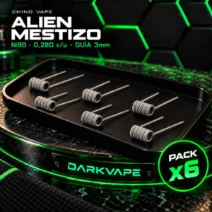 Chino Vape Alien Mestizo 0,28Ω Ni90 guía 3 mm, pack x6 - DarkVape