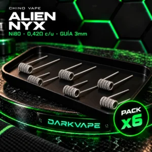 Chino Vape Alien Nyx 0,42Ω Ni80 guía 3 mm, pack x6 - DarkVape