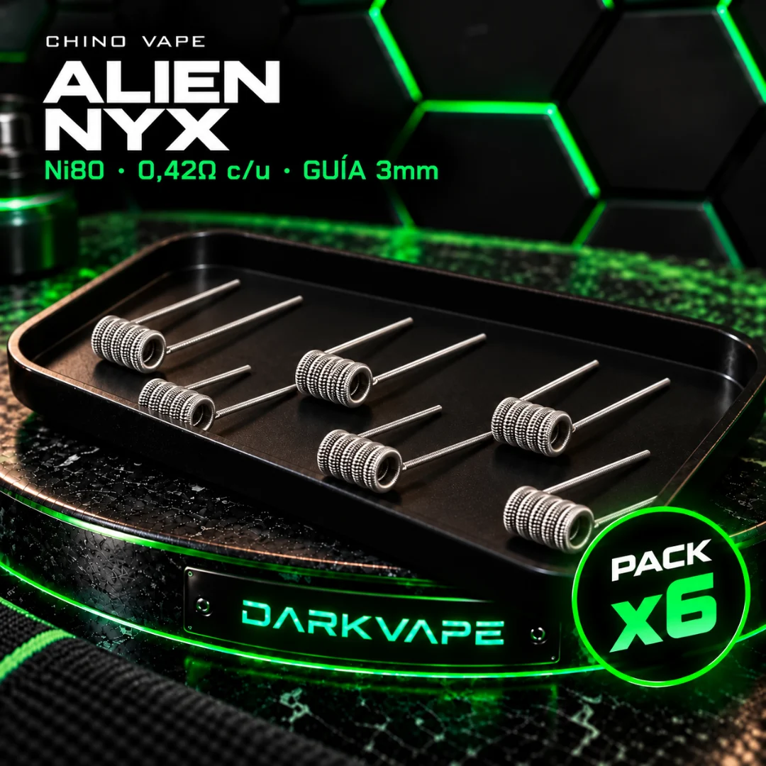 Chino Vape Alien Nyx 0,42Ω Ni80 guía 3 mm, pack x6 - DarkVape