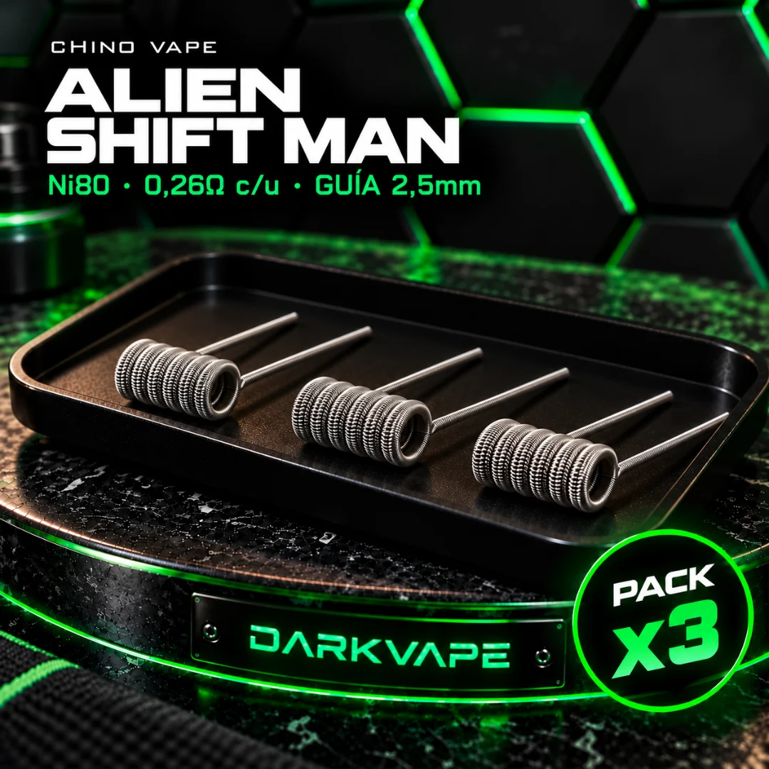 Chino Vape Alien Shift Man 0,26Ω Ni80 guía 2,5 mm, pack x3 - DarkVape