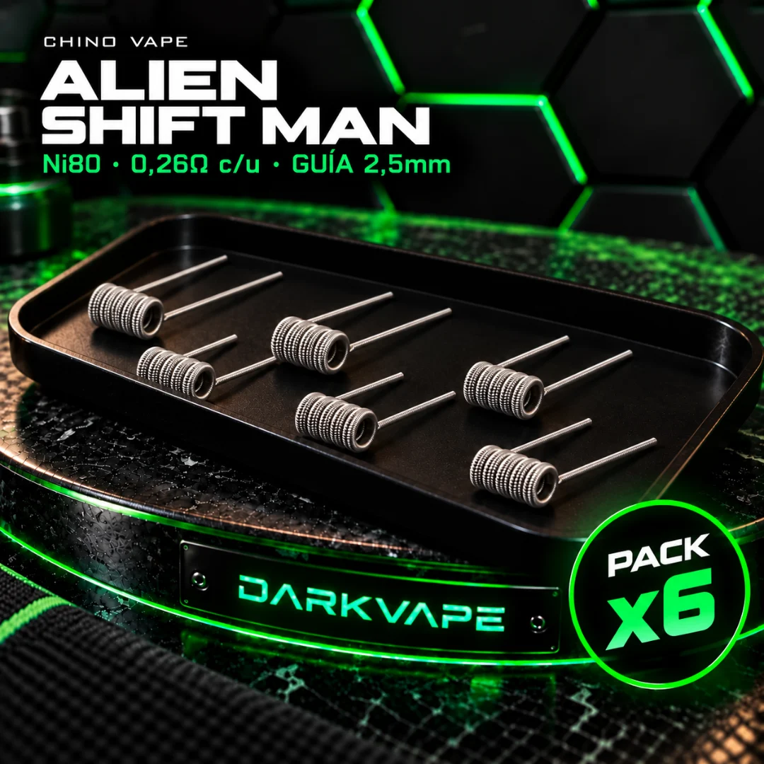 Chino Vape Alien Shift Man 0,26Ω Ni80 guía 2,5 mm, pack x6 - DarkVape