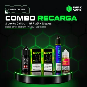 Combo Recarga DarkVape: 2 packs Uwell Caliburn GPP x3 + 2 sales de nicotina a elección (Shibumi, Nasty o Vapetasia)
