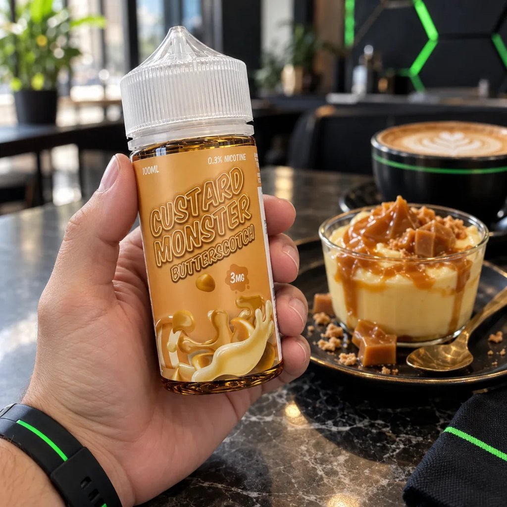 Custard Monster Butterscotch 100ml en la mano – DarkVape