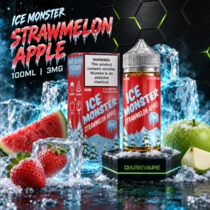 Jam Monster Ice Monster Strawmelon Apple 100ml 3mg con frutilla, sandía, manzana y hielo – DarkVape