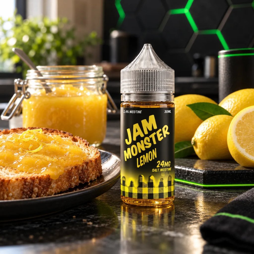 Jam Monster Lemon sales de nicotina 30ml en la cocina con tostadas y lemon curd – DarkVape