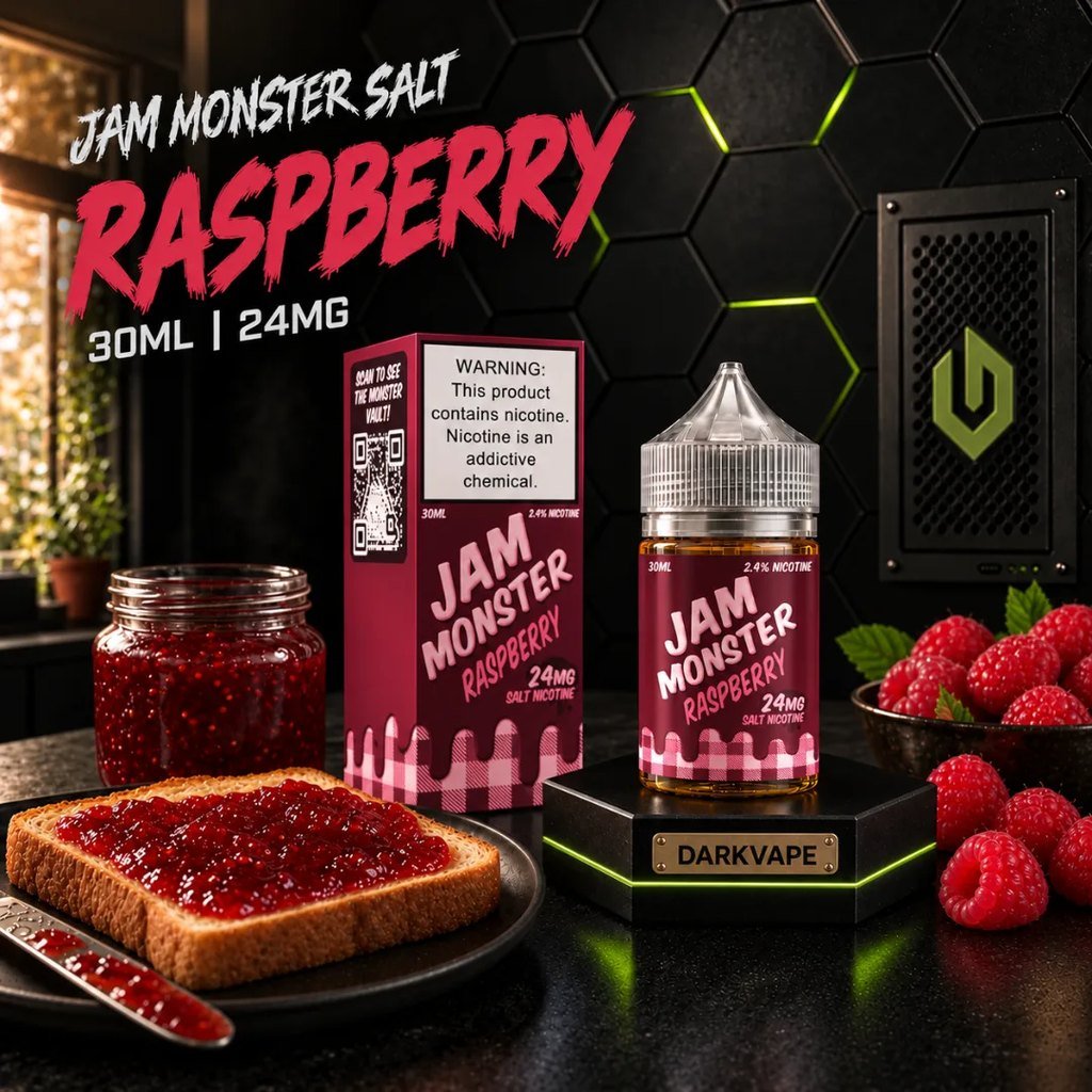 Jam Monster Raspberry sales de nicotina 30ml con tostada y pedestal DarkVape – DarkVape