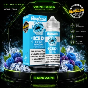 Vapetasia Killer Fruits Blue Razz ICE 100 ml 3 mg, caja y frasco