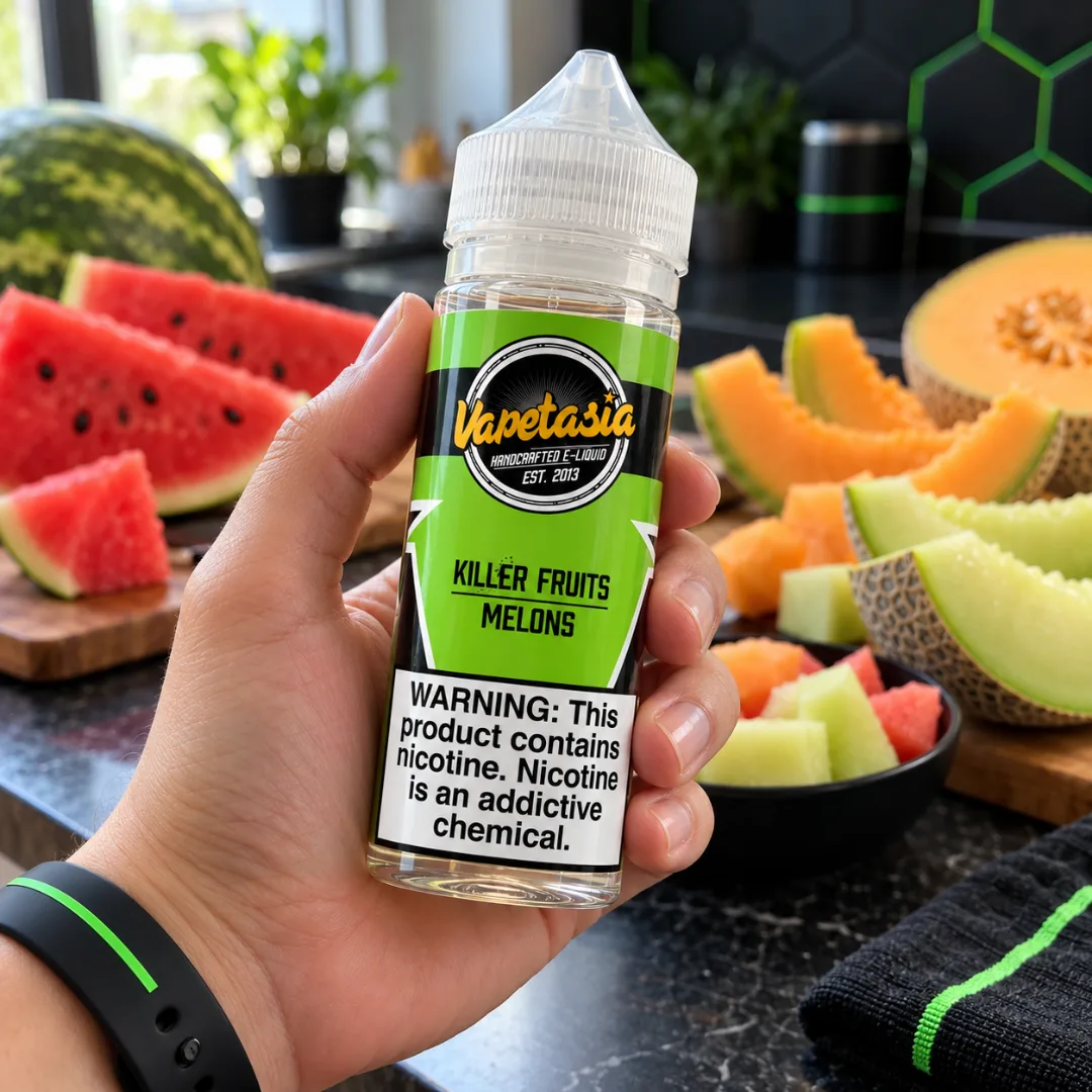 Vapetasia Killer Fruits Melons 100ml 3mg en la mano - DarkVape