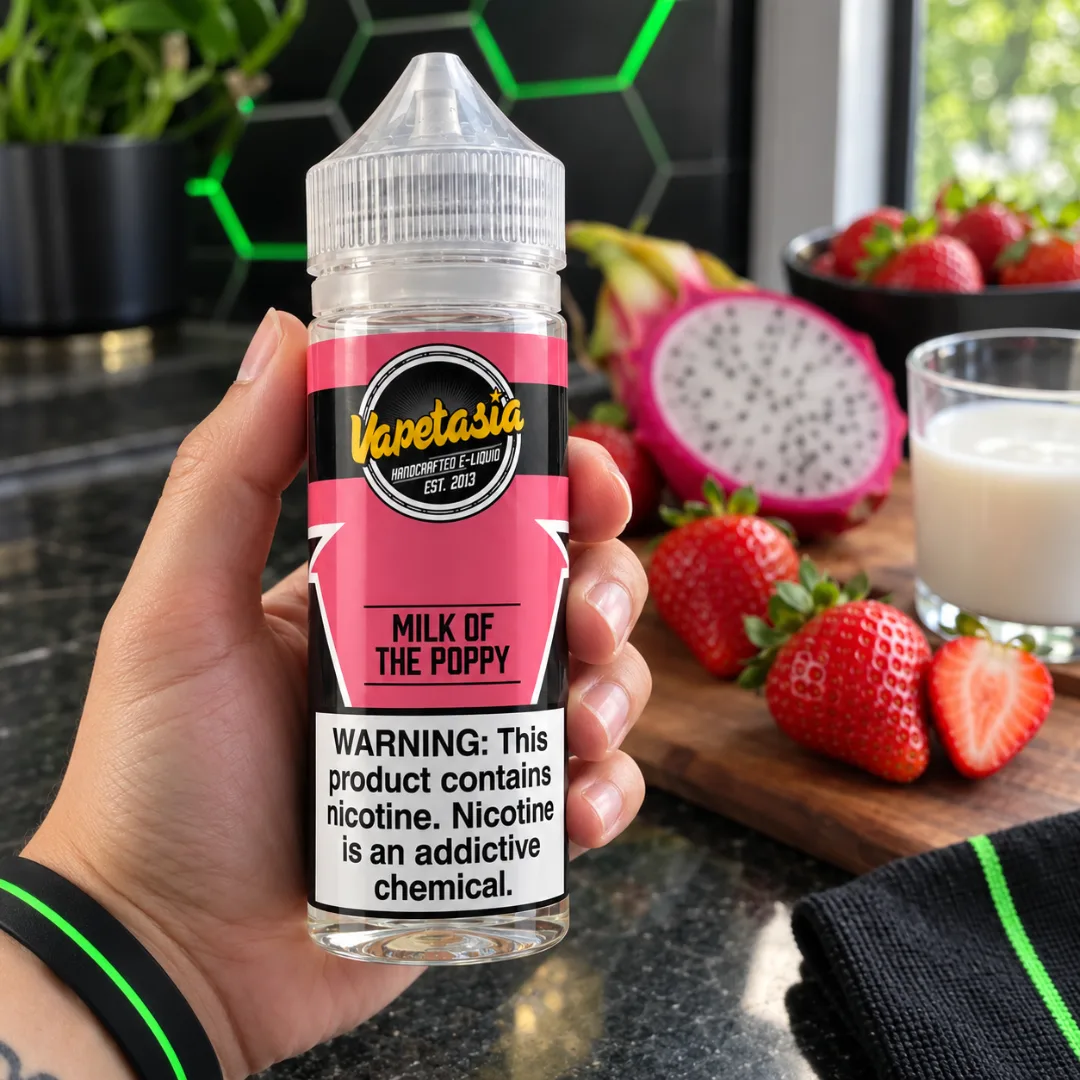 Vapetasia Milk of the Poppy 100ml 3mg en la mano - DarkVape