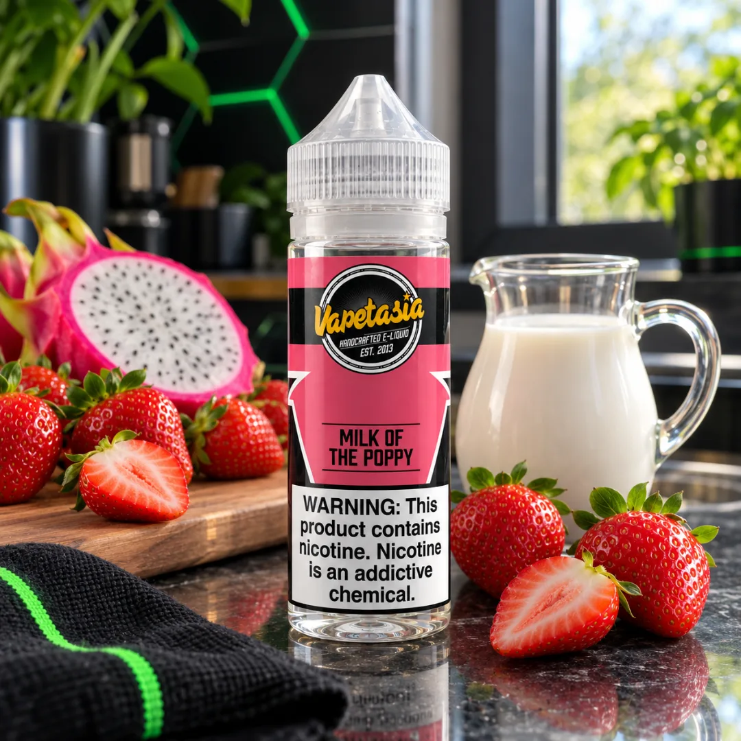 Vapetasia Milk of the Poppy 100ml 3mg con frutilla, pitaya y leche - DarkVape