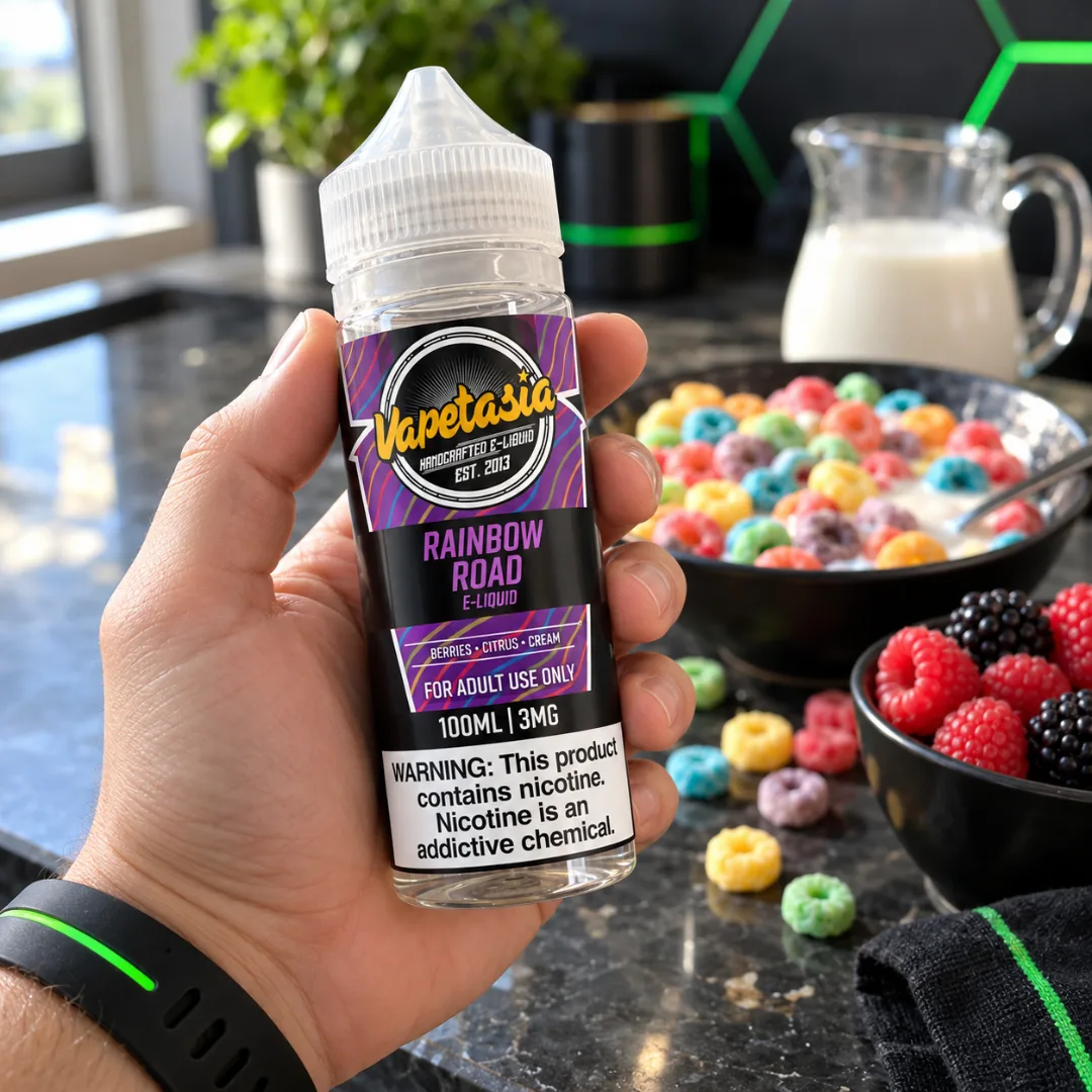 Vapetasia Rainbow Road 100ml 3mg en la mano - DarkVape