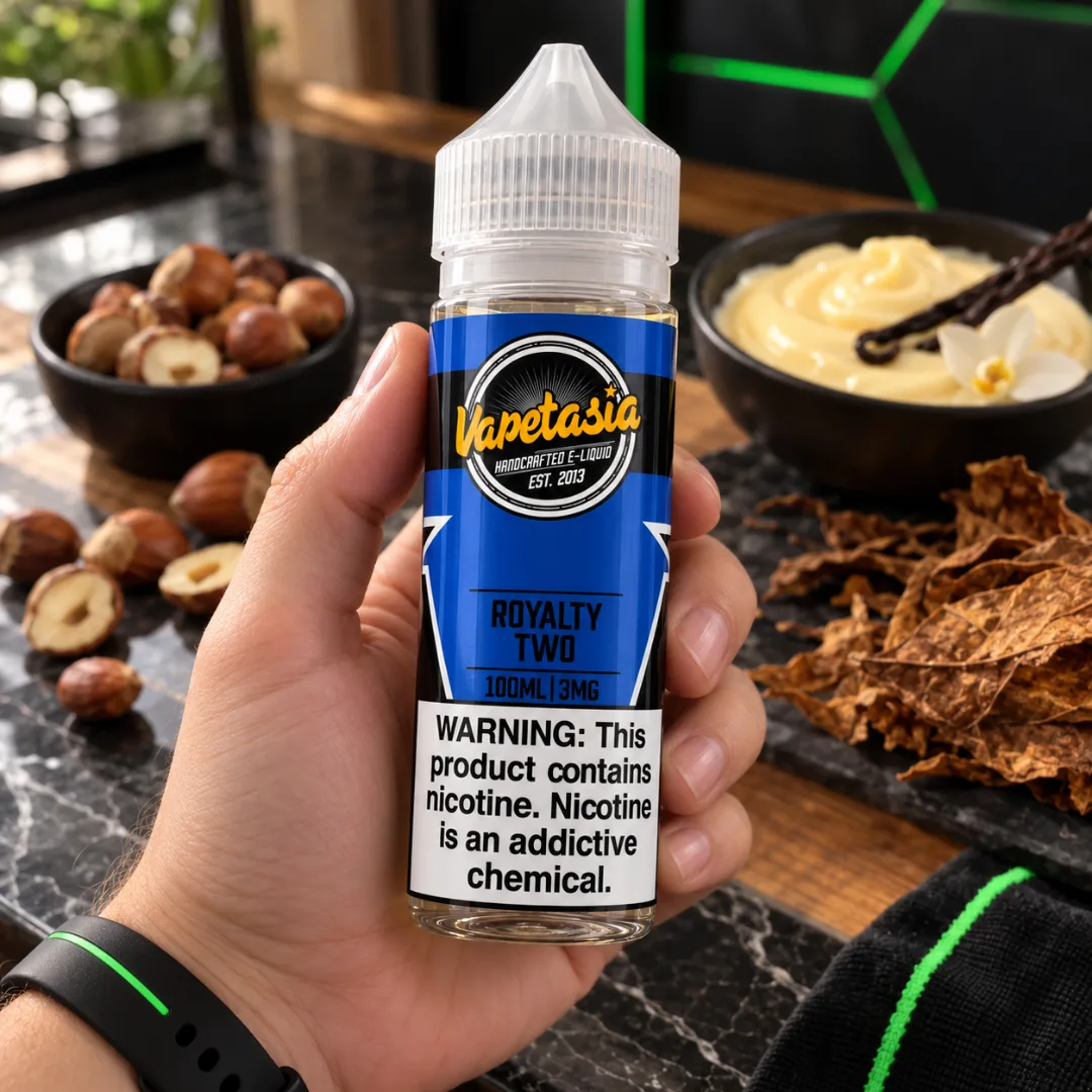 Vapetasia Royalty II 100ml 3mg en la mano - DarkVape